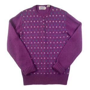 Vintage sweater pullover quarter button sz M New Zealand wool northern isles